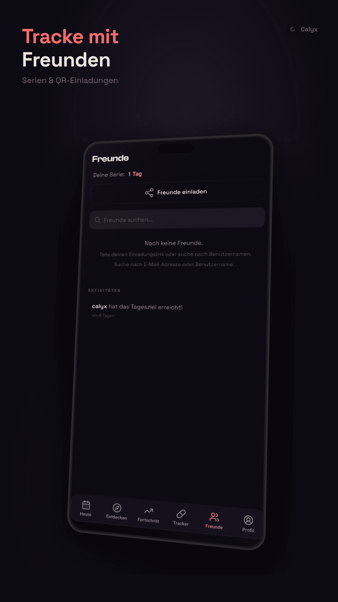 Calyx social features and friend tracking